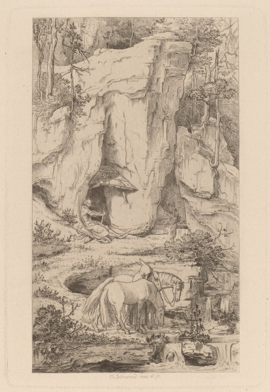 Atları Suya Götüren Bir Keşiş by Moritz Ludwig von Schwind
