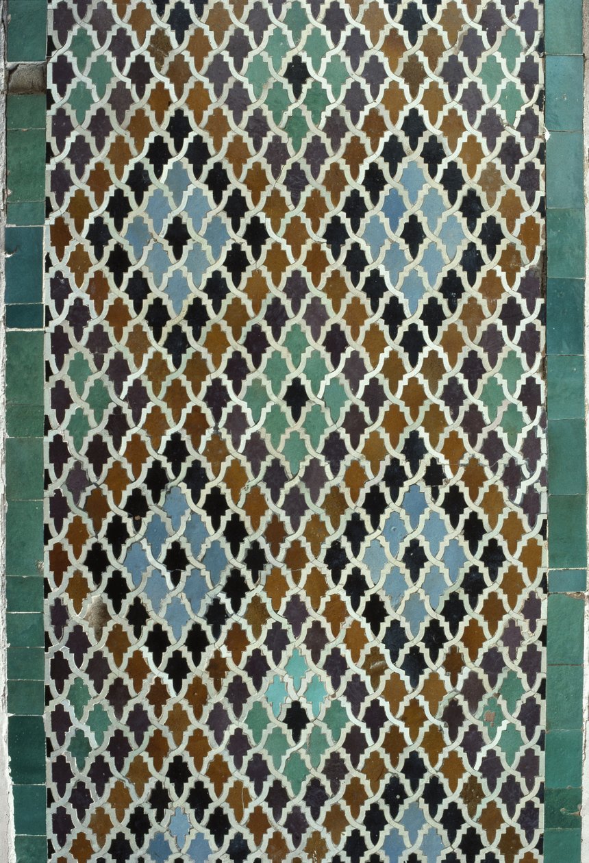 Bou Inania Medresesi, zellij çini işi, c14th (seramik) by Moroccan School