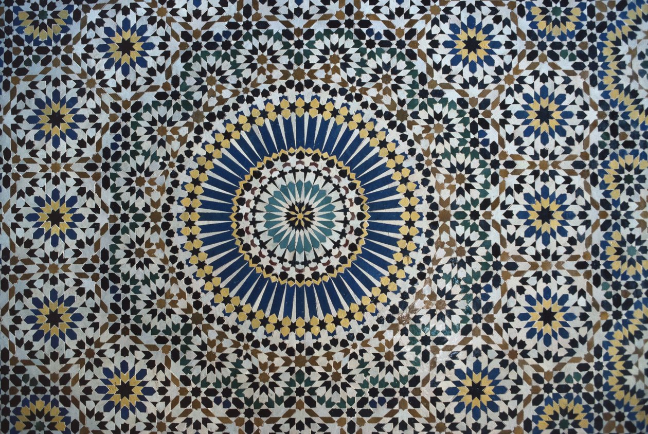 Thamiel glaoui Kasbah, zellij çini işi, detay (seramik) by Moroccan School
