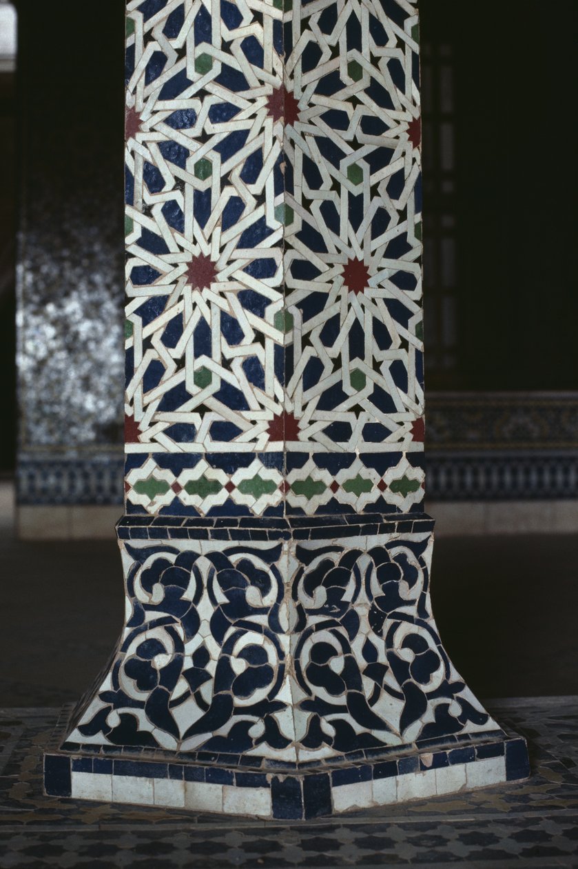 Thamiel glaoui Kasbah, zellij çini işi, detay (seramik) by Moroccan School
