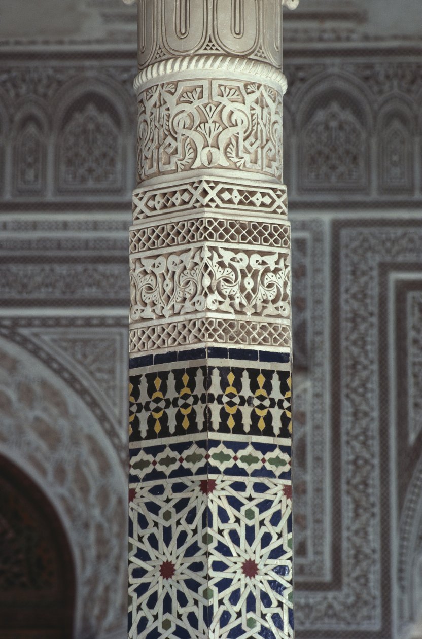Thamiel glaoui Kasbah, zellij çini işi, detay (seramik) by Moroccan School