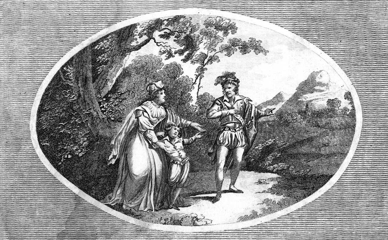 Kraliçe Margaret, oğlunu koruması için bir soyguncuya takdim ediyor. by Morris