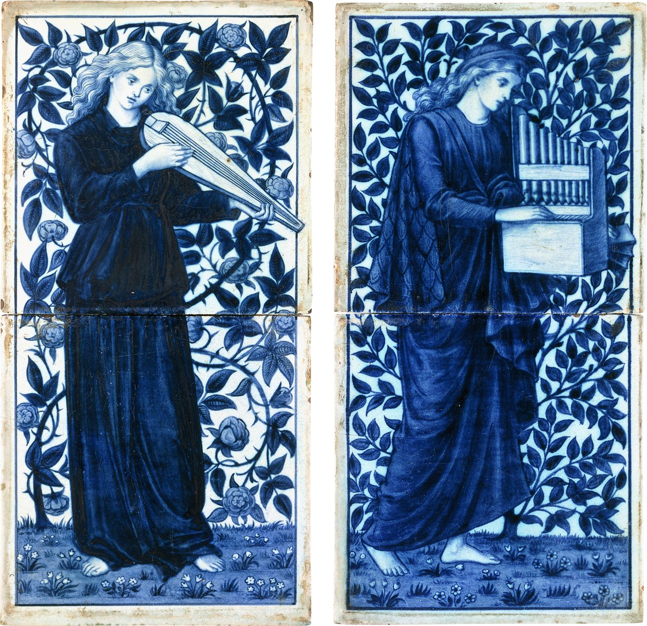 Dörtlü William Morris Co, c.1900 (kalay sırlı seramik, boya) by Morris and Company