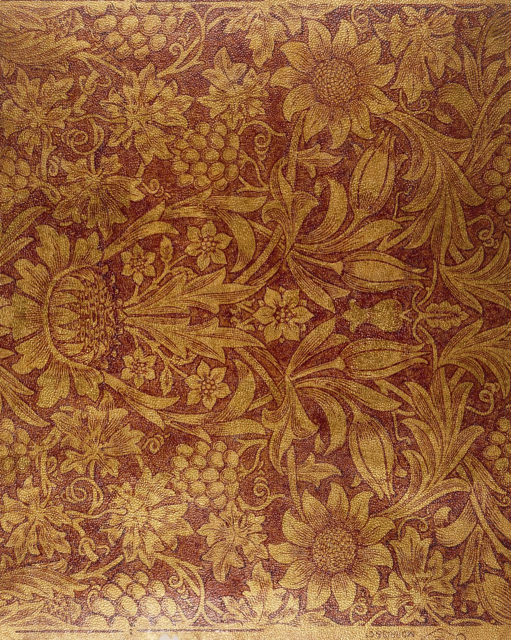 "Ayçiçeği" duvar kağıdı (baskılı, yaldızlı ve lake kağıt) by Morris and Company