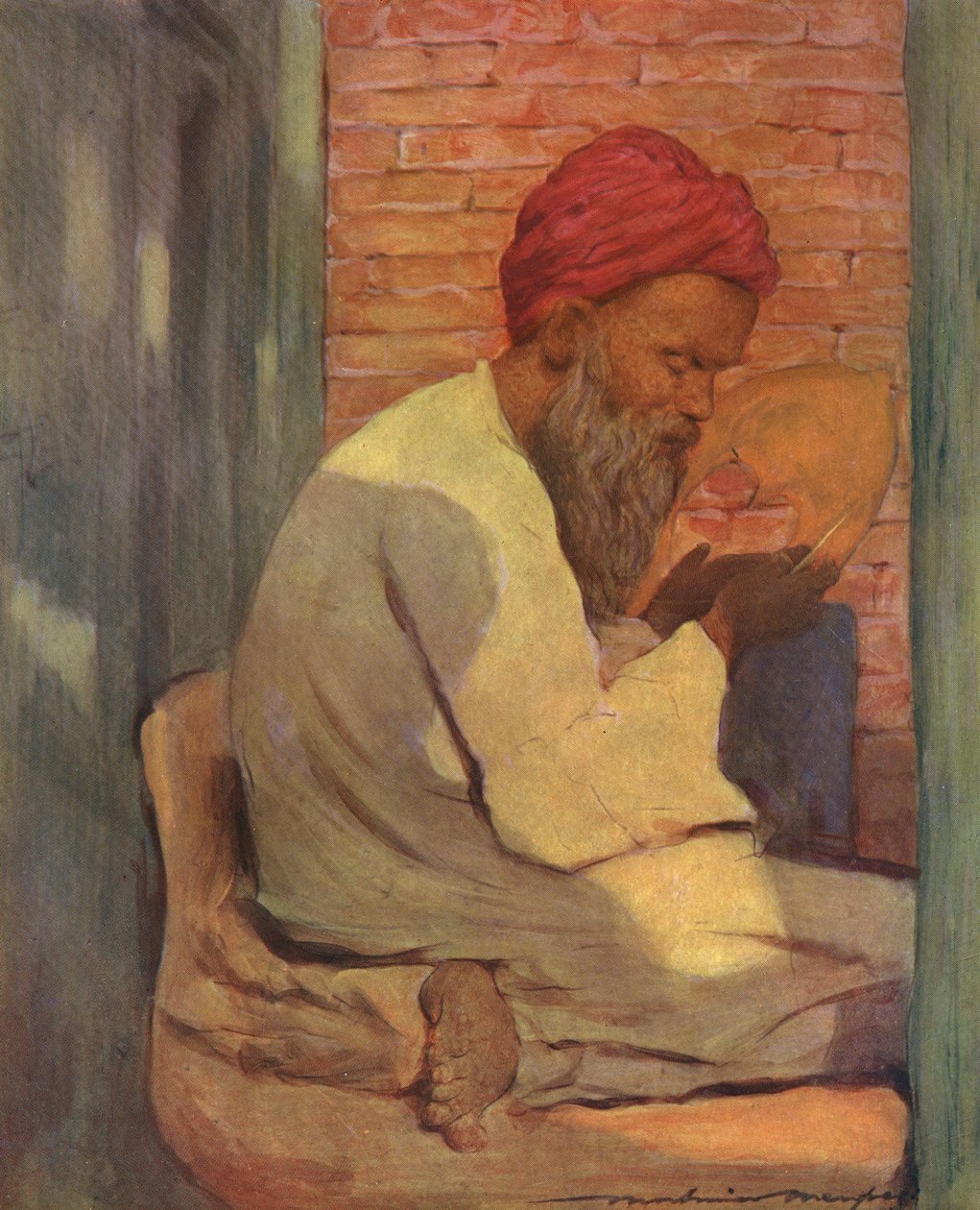 Indian slipper-maker - 19th century by Mortimer Ludington Menpes