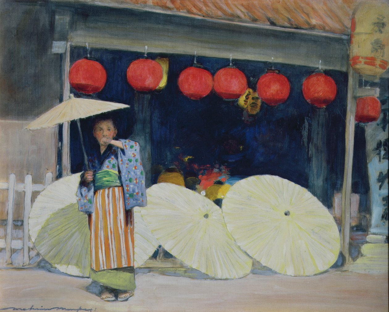Bir Japon Çayevinin Dışında by Mortimer Ludington Menpes
