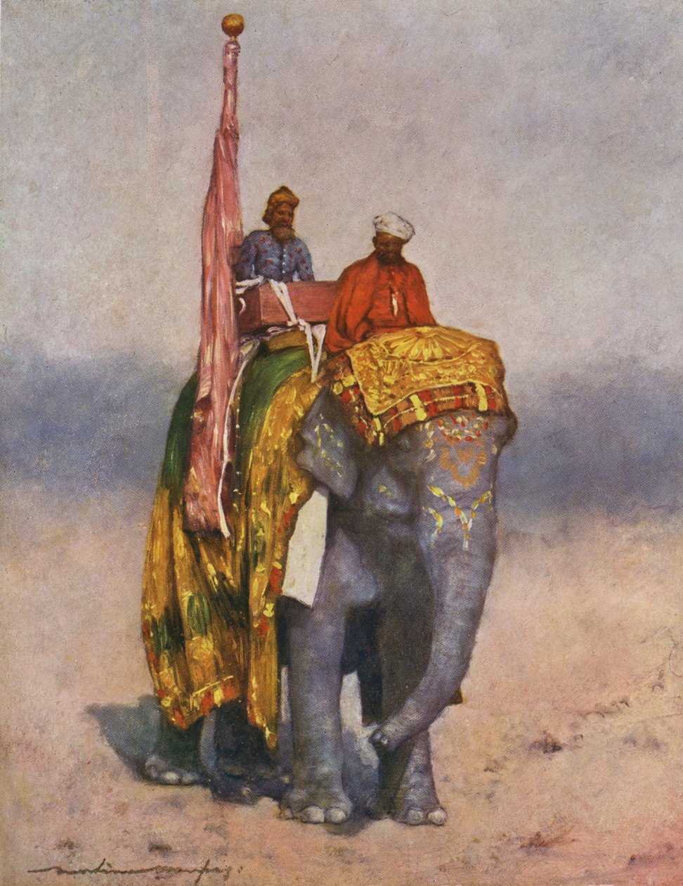 Zengin adam bir file biniyor - Hindistan, 20. yüzyılın başlarında by Mortimer Ludington Menpes