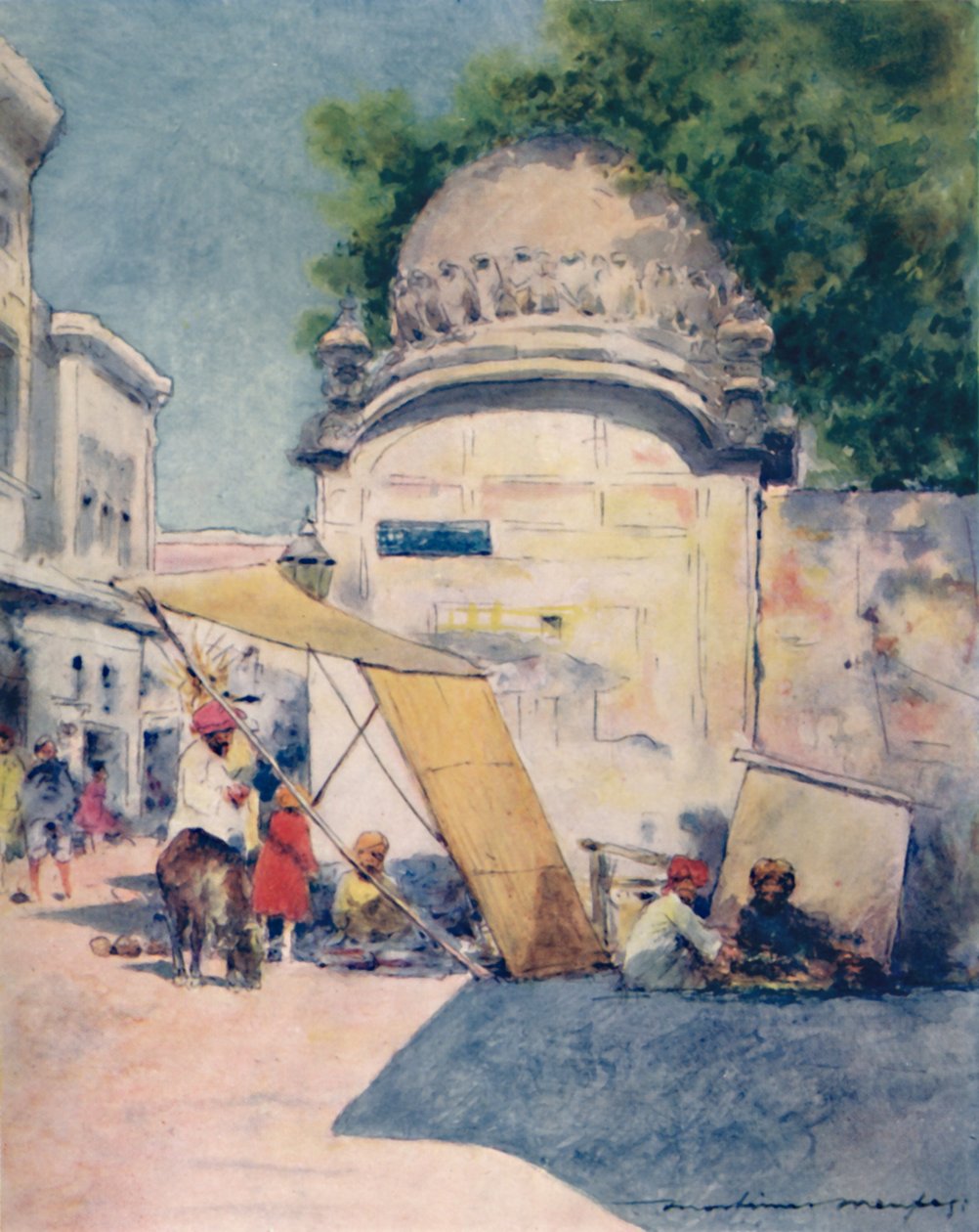 Bir Sokak Köşesinde, Amritsar, 1905 by Mortimer Ludington Menpes