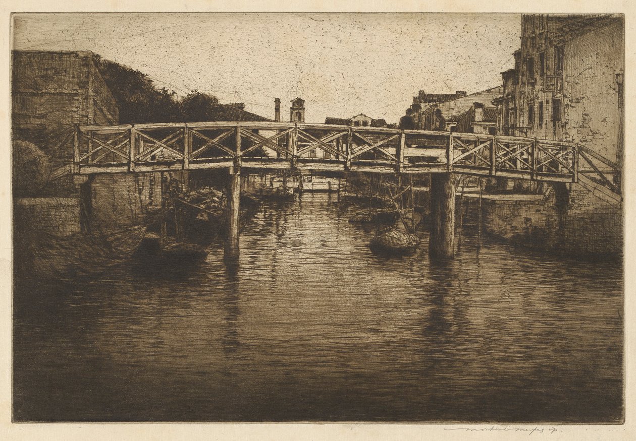 Eski Bir Köprü, Venedik by Mortimer Menpes