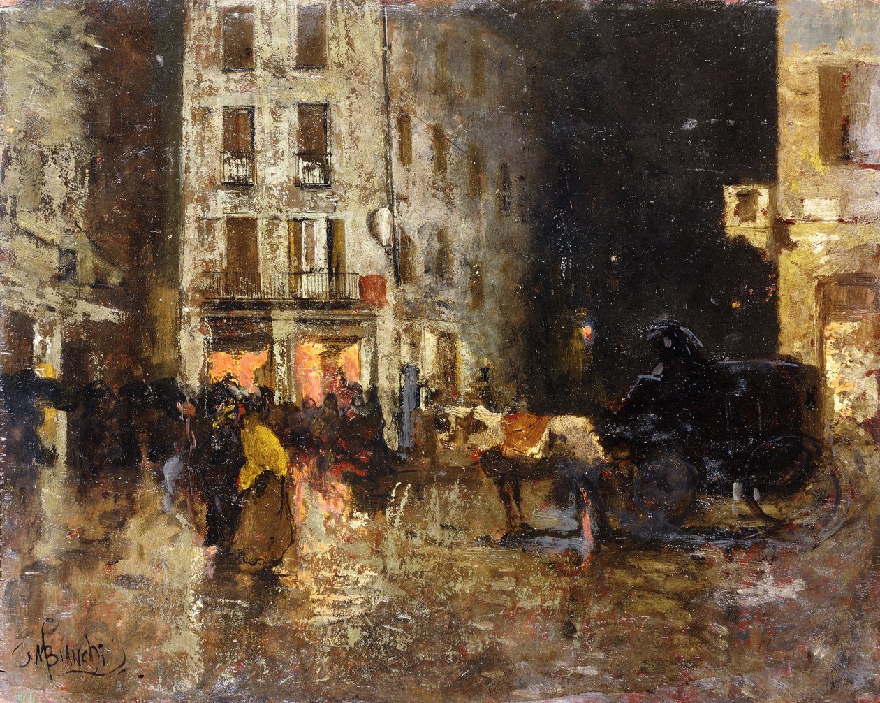 Gece Bir Sokak Manzarası, by Mose Bianchi