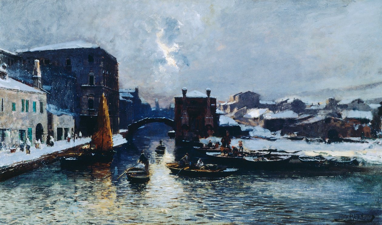 Kar altında Chioggia by Mose Bianchi