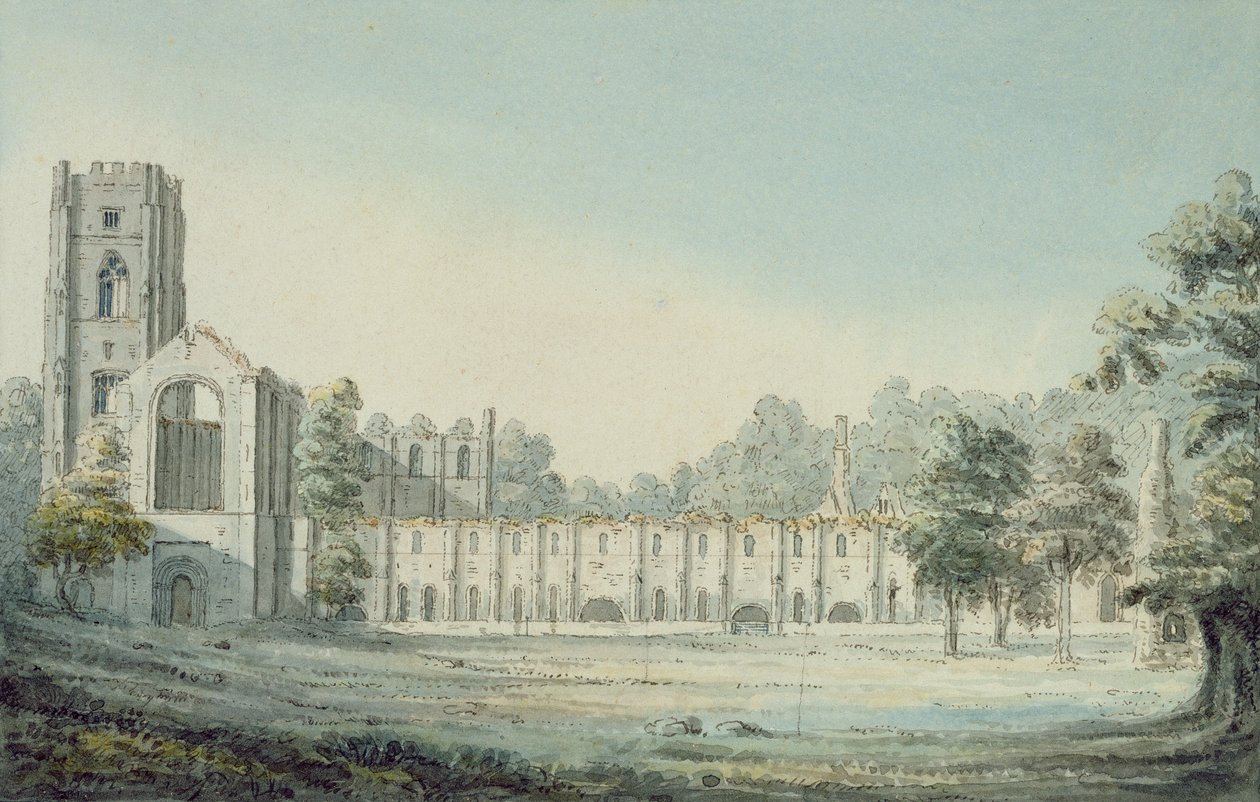 Fountains Abbey (kağıt üzerinde wc ve mürekkep) (çift için bkz. 264334) by Moses Griffith