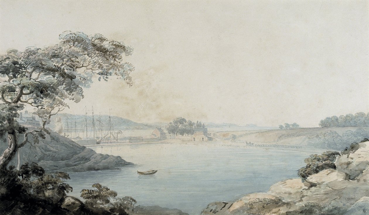 Port Penrhyn (kağıt üzerine sulu boya ve karakalem) by Moses Griffith