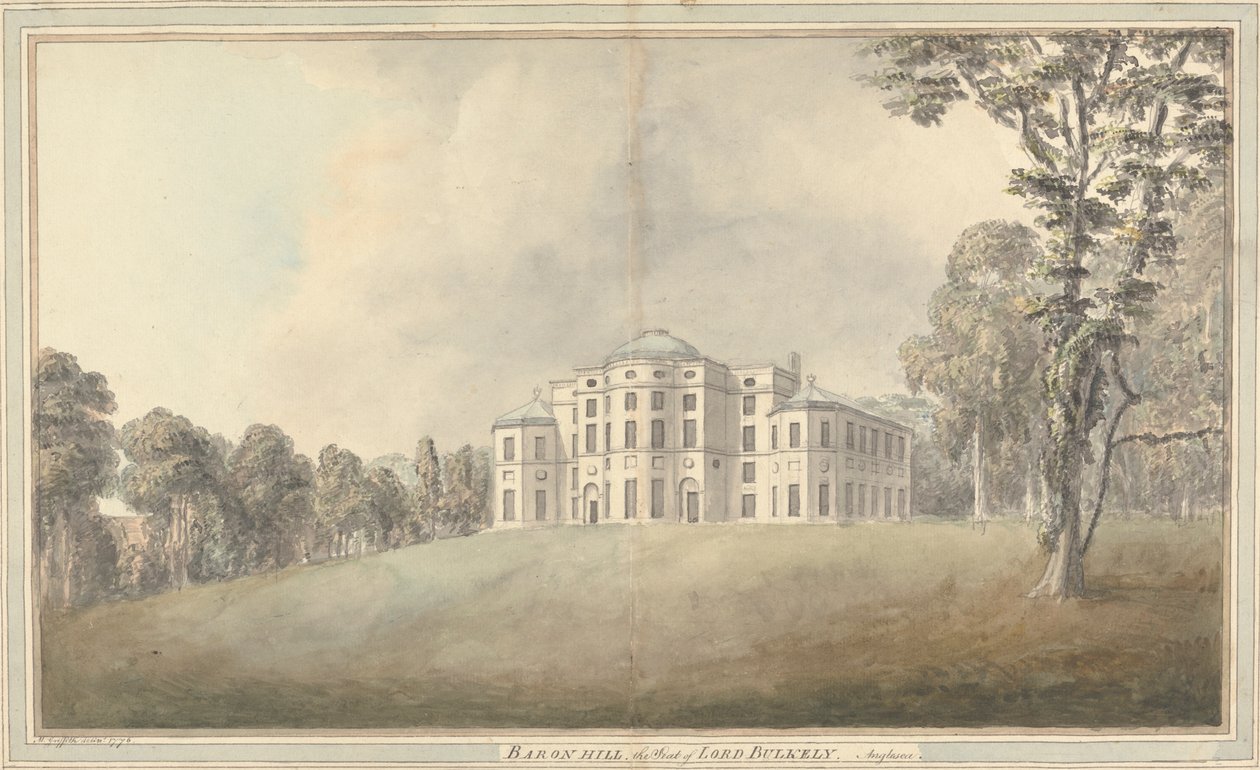 Baron Tepesi'nin görünümü, Anglesey, Galler by Moses Griffith