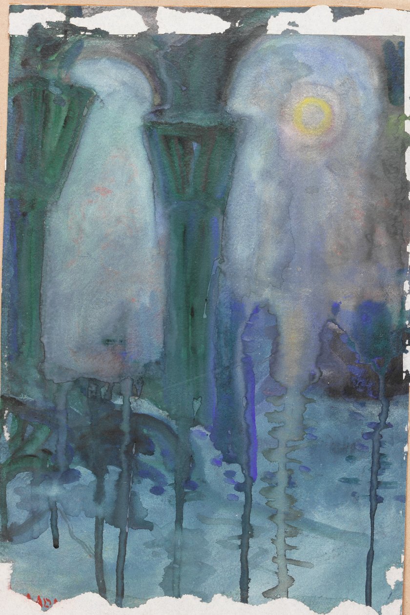 Gece Yansımaları, Venedik (kağıt üzerine suluboya) by Moses J. Adams