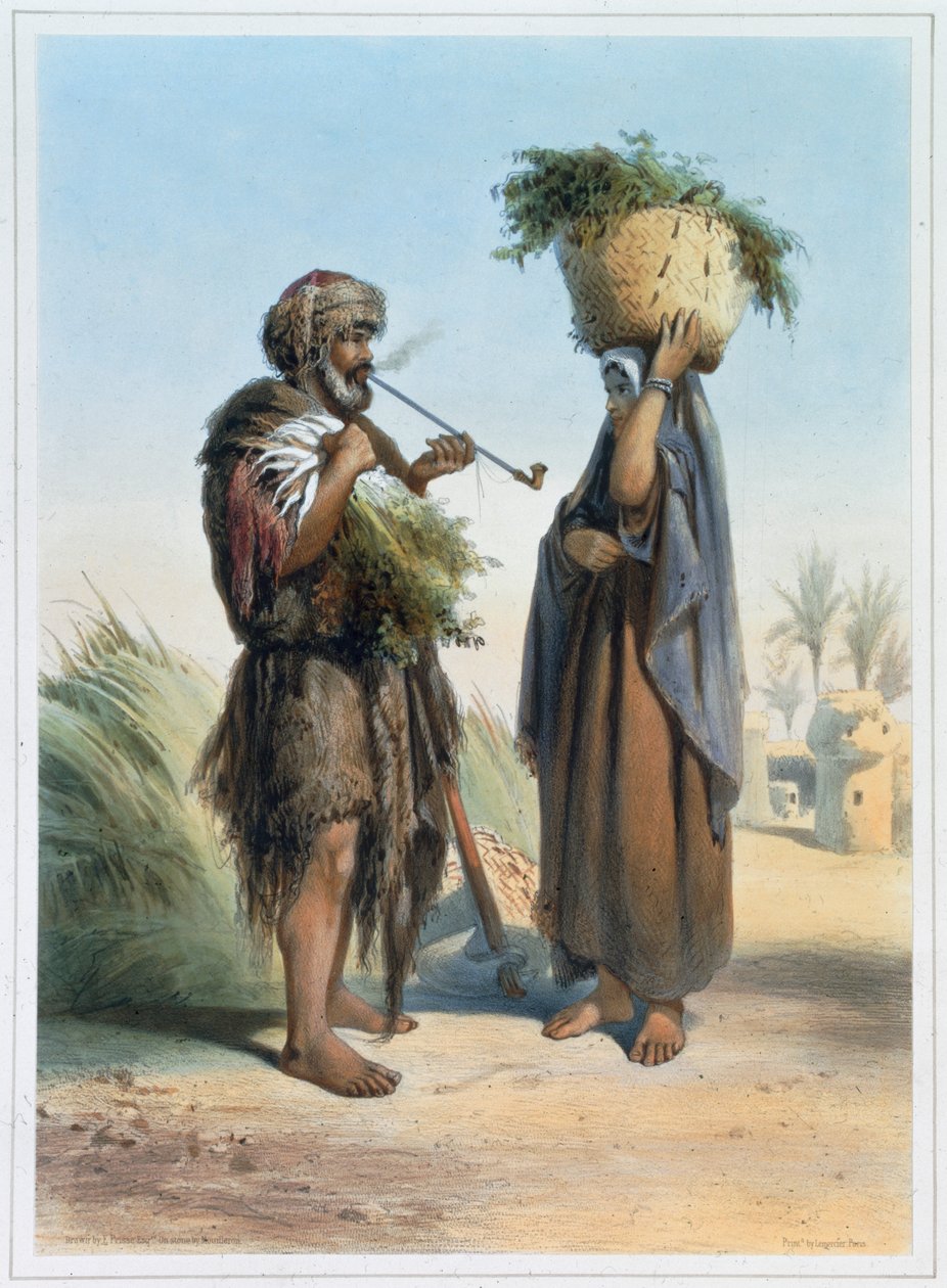Fellah erkek ve kadın, 1848 by Mouilleron