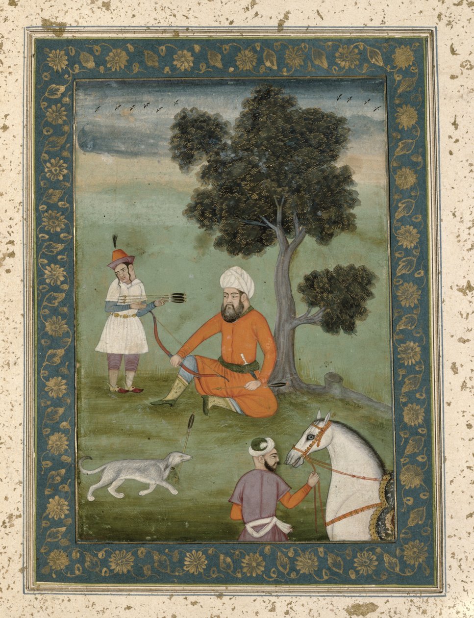 A Trans-Oxonian nobleman seated beneath a tree, from the Large Clive Album, c.1765  by Mughal School