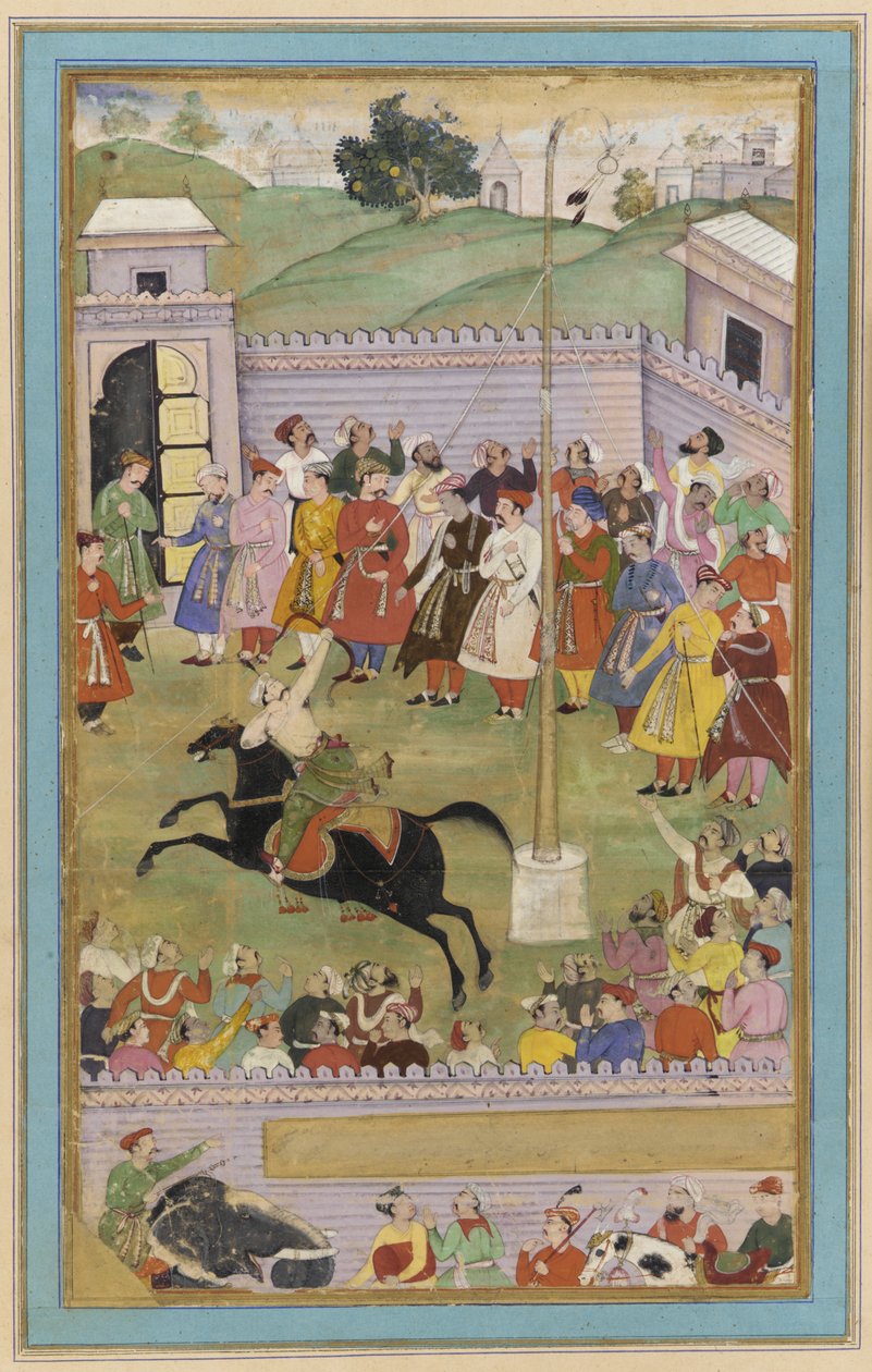 Bir Okçuluk Yarışması, Elyazması folyo, c.1600 by Mughal School