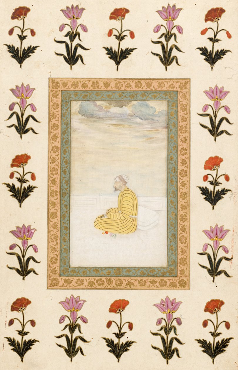 Terasta Oturan Dalgın Adam, 1674-1675 by Mughal School