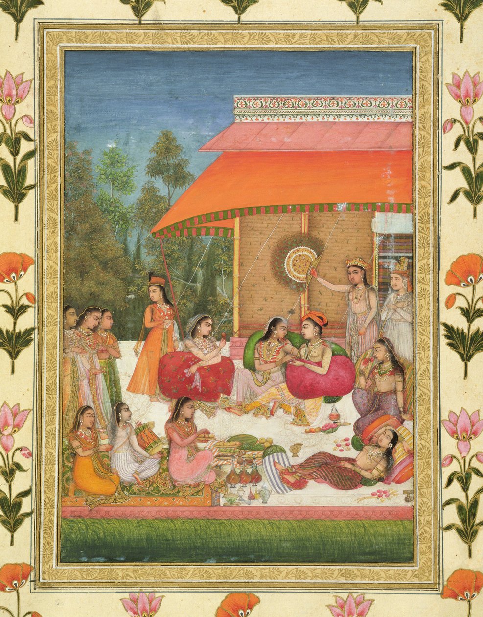 Küçük Clive Albümünden bayanlar şölen by Mughal School
