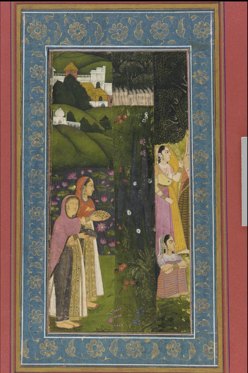 Bahçedeki Hanımlar, resimli albüm folyosu, 18. yüzyıl sonu by Mughal School