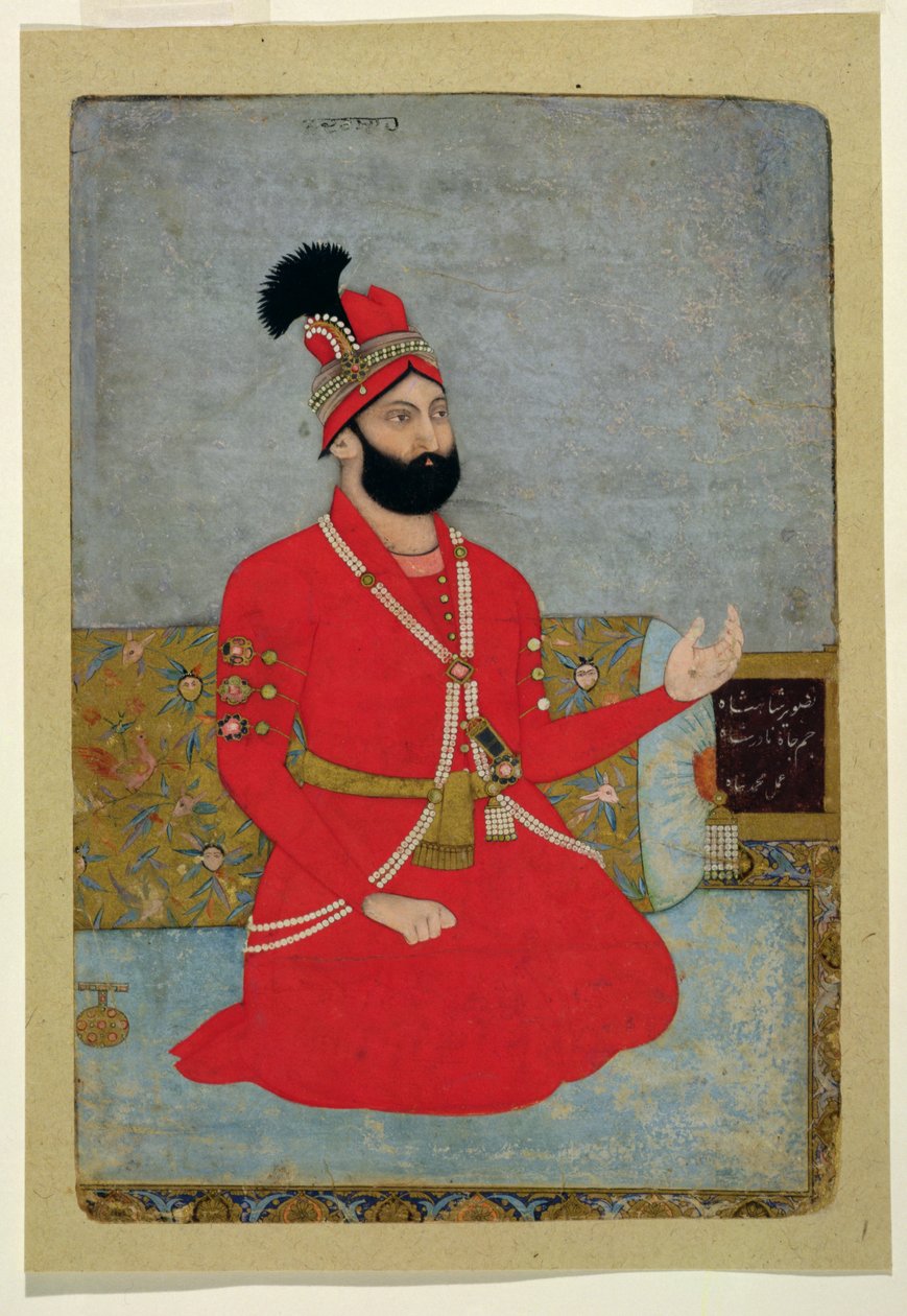 İranlı Nadir Şah Afşar Portresi (1688-1747), 1700-25 (kağıt üzerinde opak wc) by Mughal School