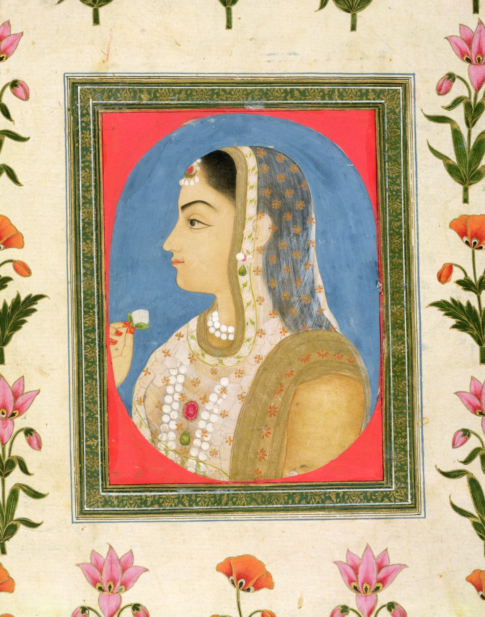 Küçük Clive Albümünden asil bir bayanın portresi by Mughal School