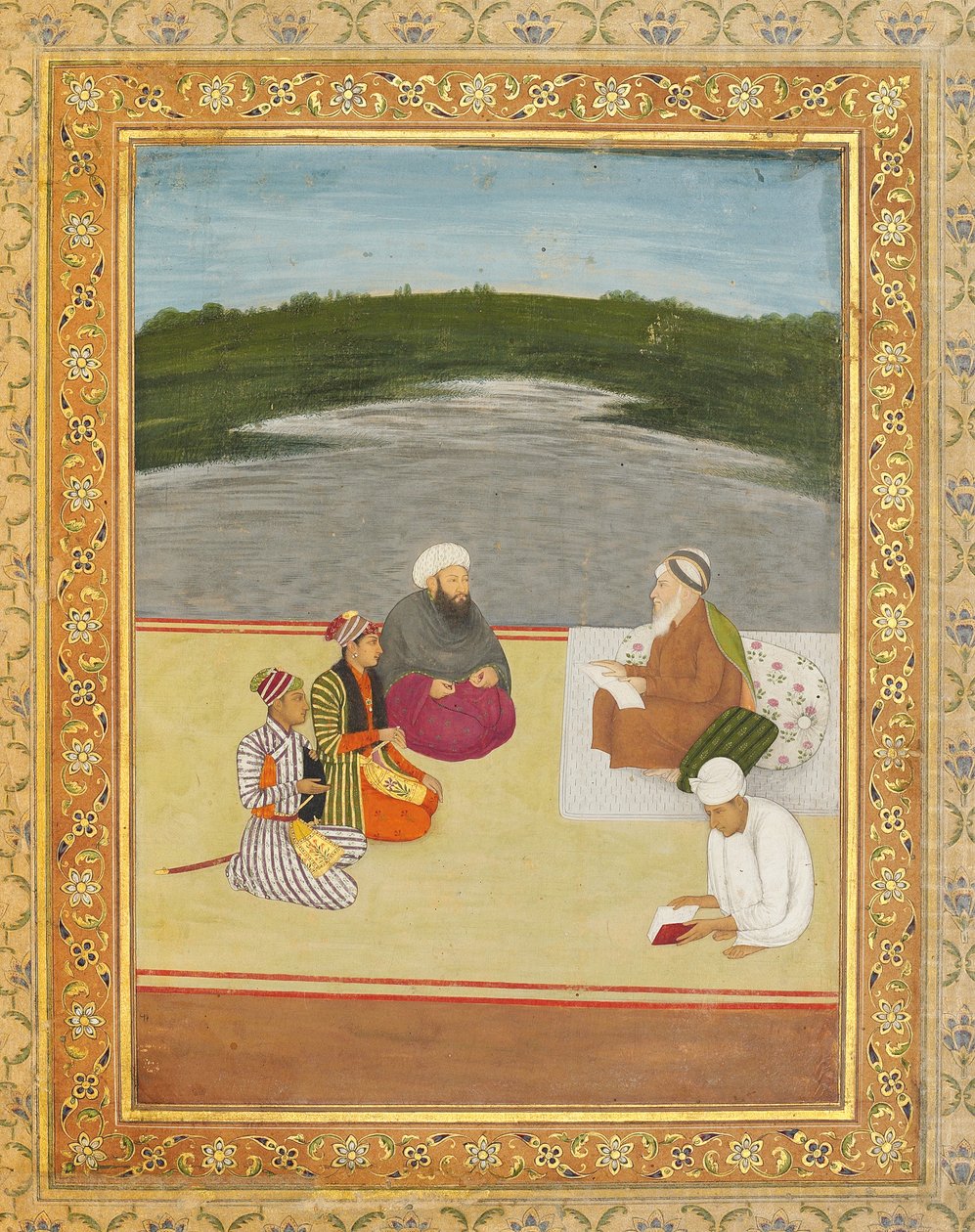 Bilgin adamlar ve prensler arasındaki tartışma, 17. yüzyılın sonu - 18. yüzyılın başları by Mughal School