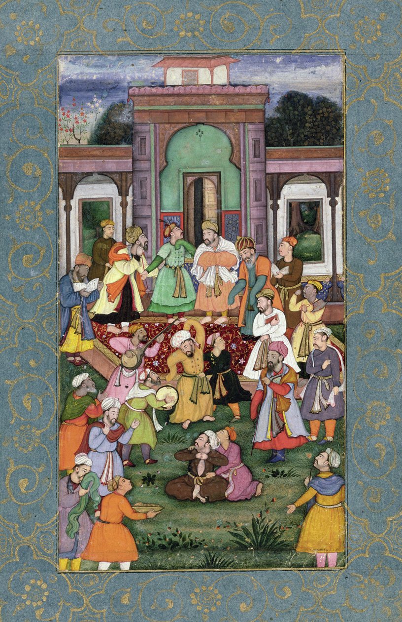 Büyük Clive Albümünden Semazen Grubu, c.1595 (kağıt üzerinde altın kaplı opak klozet) by Mughal School