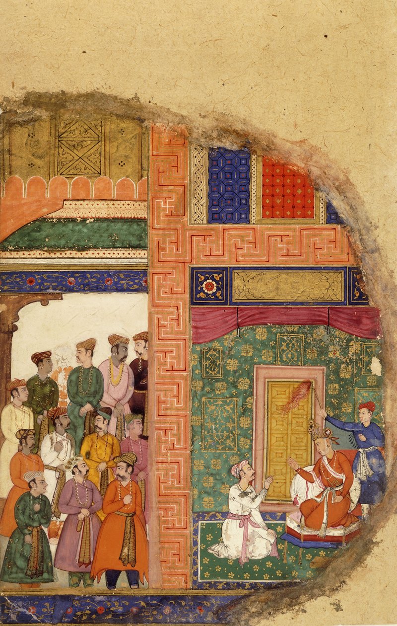Kral Dasaratha Saray İçinde, Saraylılar ve Bakanlar Avluda Beklerken, Rama