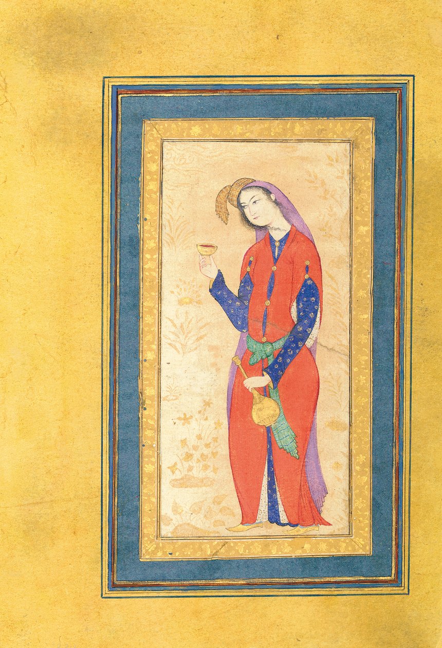 17. yüzyılın ortalarında bir fincan tutan bayan by Muin Musavvir