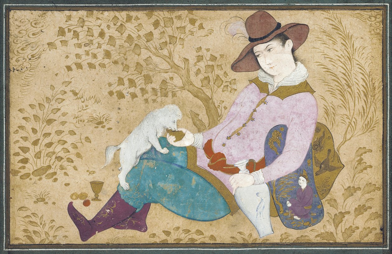 Köpekli genç adam, 1673 by Muin Musavvir