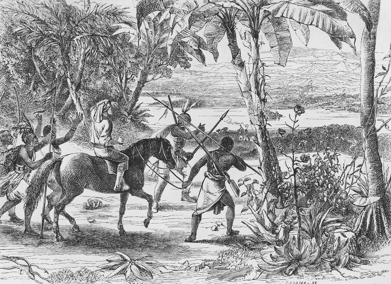 Görevimin büyük amacını sonsuz bir zevkle gördüm - sabah güneşinde parıldayan görkemli Nijer için uzun zamandır aranan, 1860 by Mungo Park