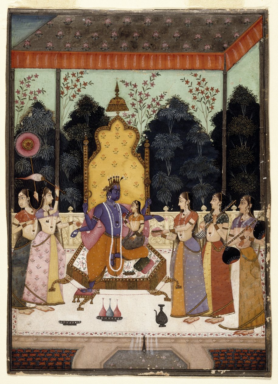 Vaikuntha Darshana, c.1710-15 (wc, kağıt üzerinde altın ve gümüş) by Murad and Lupha Murad and Lupha