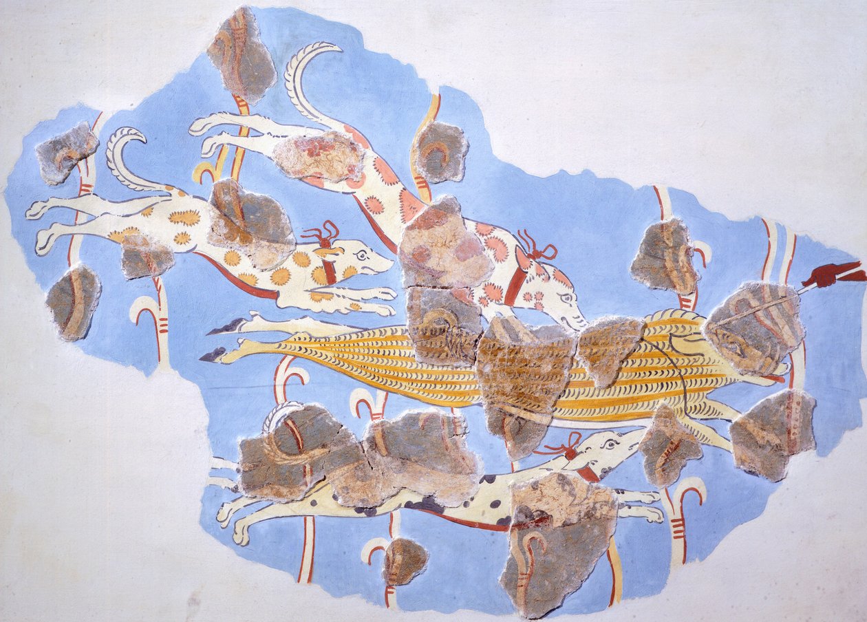 Av sahnesi, Tirinto Sarayı'ndan fresk (Yunanistan), Miken Uygarlığı by Mycenaean