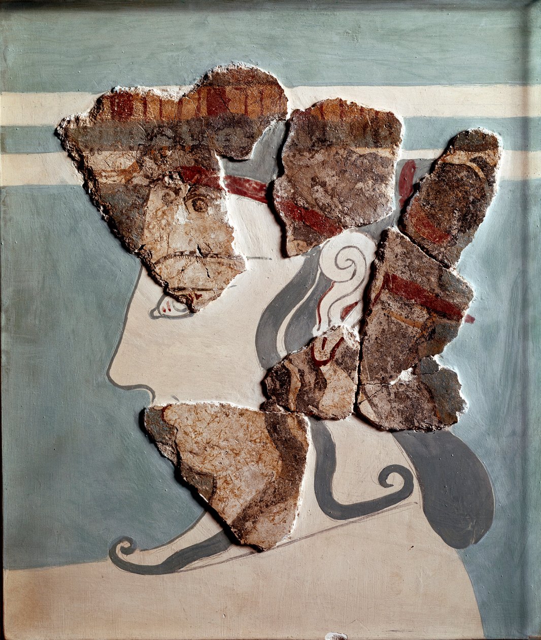 Miken sanatı: kadınsı kafa. Tiryns sarayından fresk parçası by Mycenaean