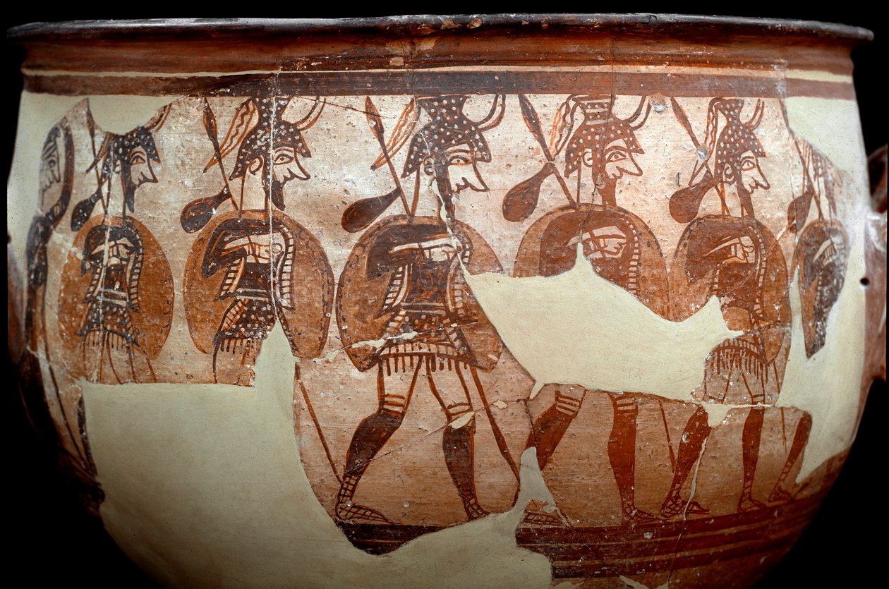 Miken uygarlığı: Warriors denilen krater. A mezarları çemberinden Mycenes