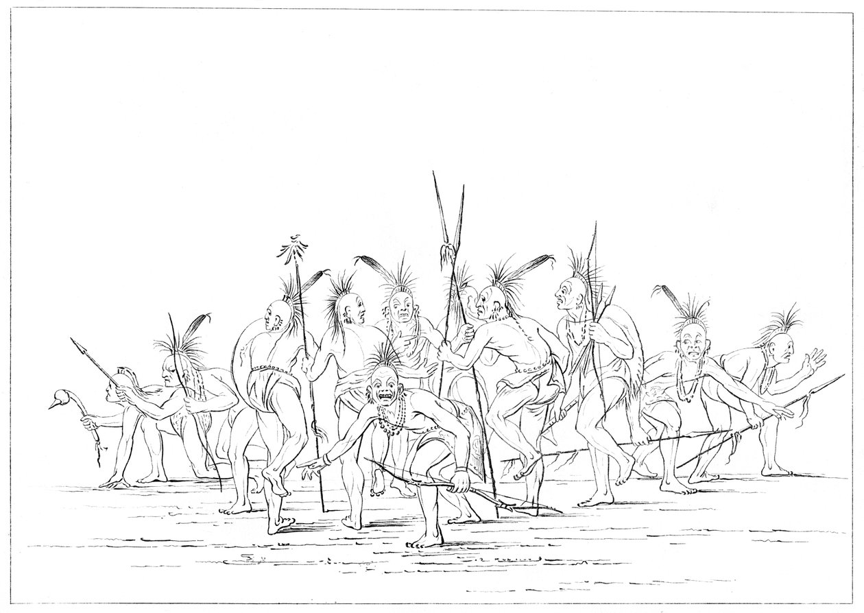 Keşif dansı, Sac ve Fox, Rock Adası, Yukarı Mississippi, 1841. by Myers and Co