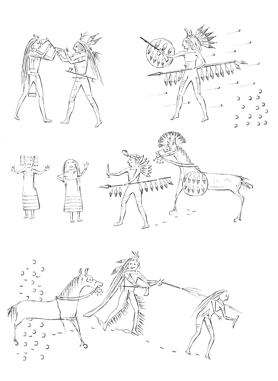 Dört Ayı Exploits, Kızılderili savaşçısı, 1841. by Myers and Co