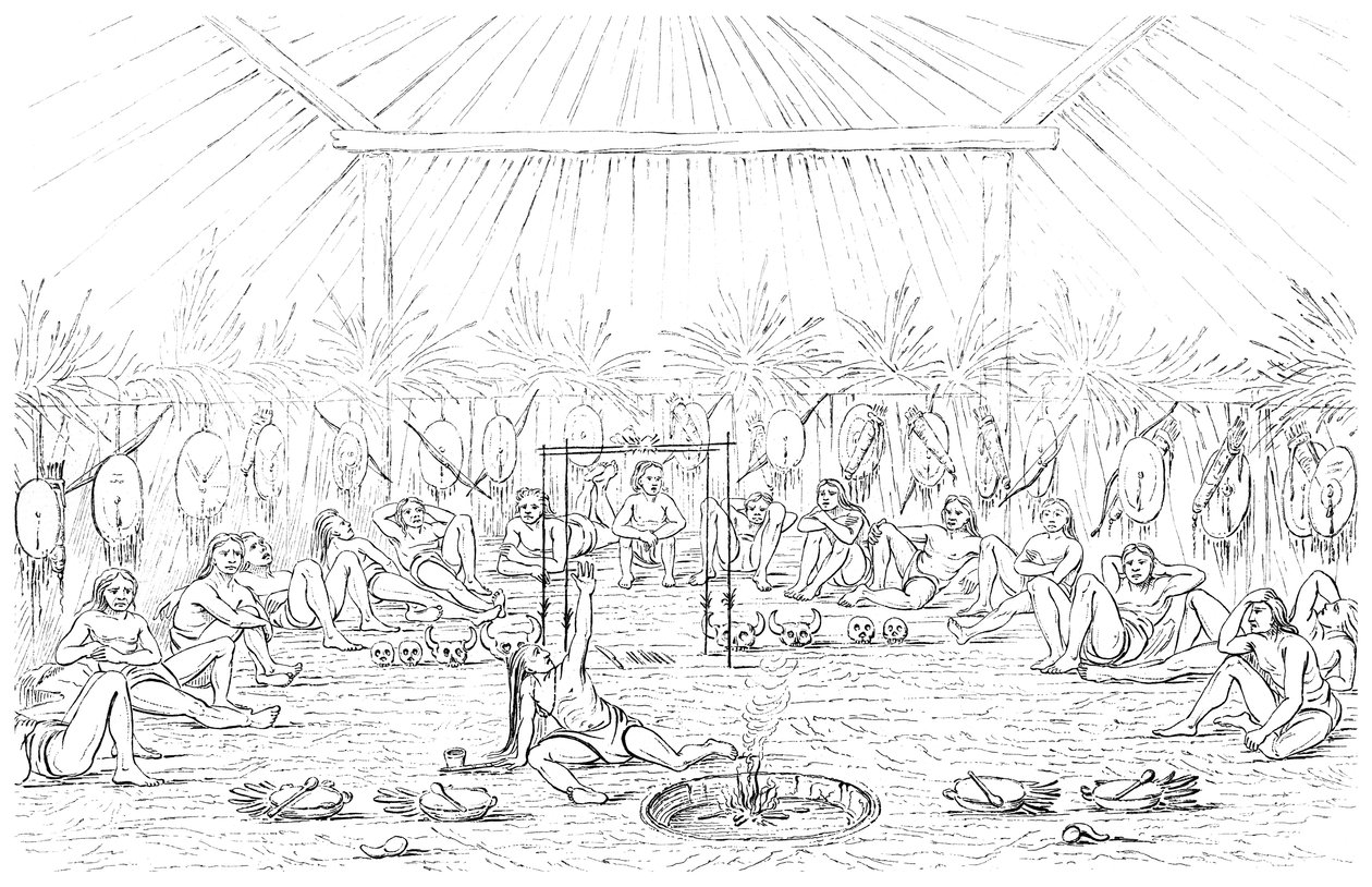Tıp adamı ve teepee iç mekanı, 1841. by Myers and Co