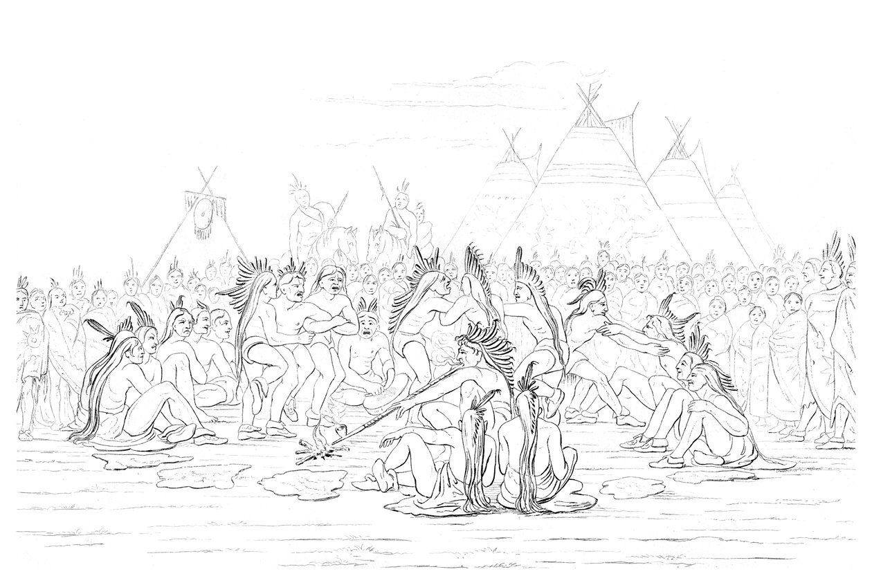 Kızılderili boru dansı, 1841. by Myers and Co
