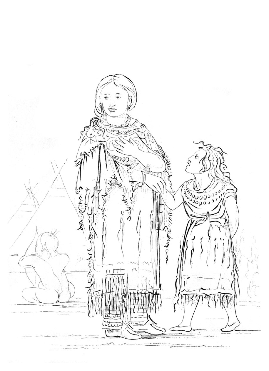 Kızılderili kadın ve çocuğu, 1841. by Myers and Co