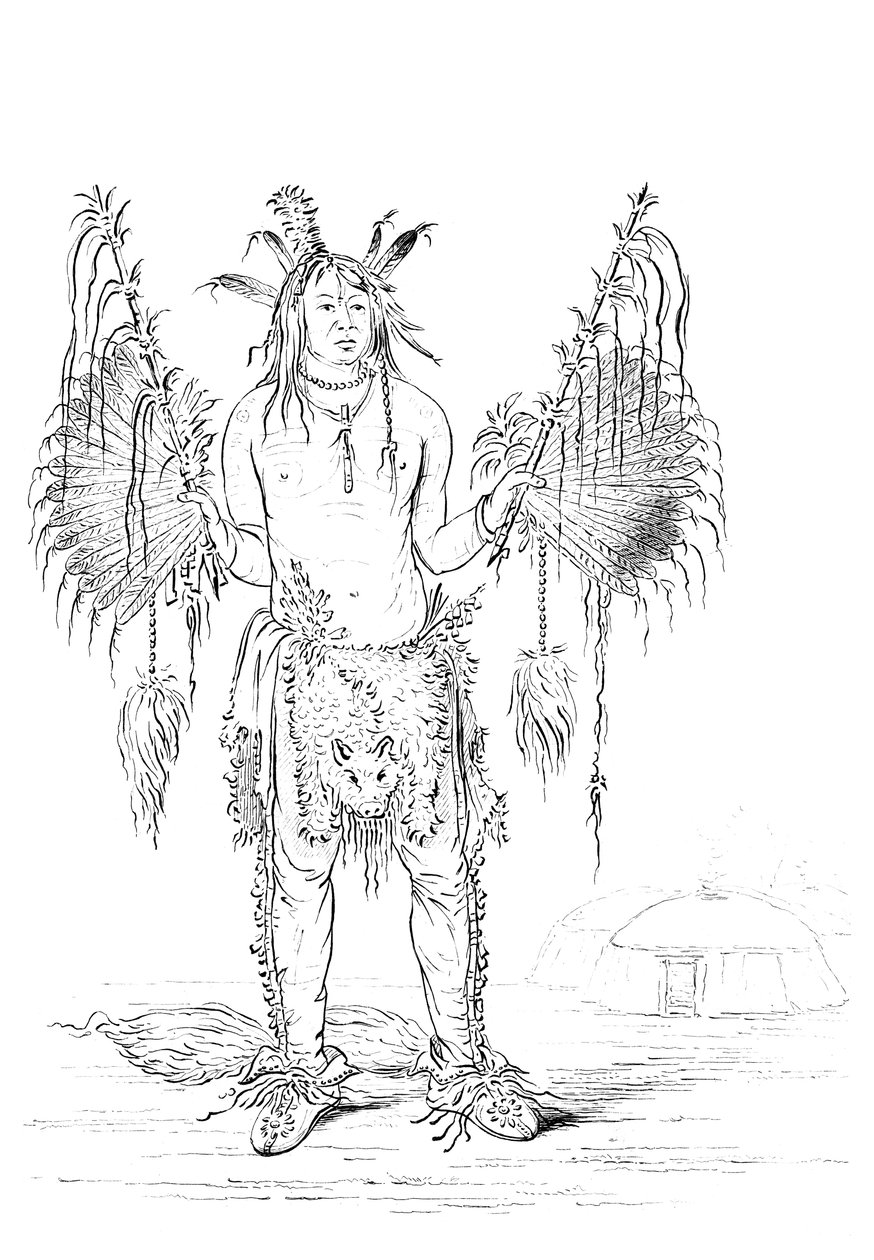 Kızılderili bir adamın portresi, 1841. by Myers and Co