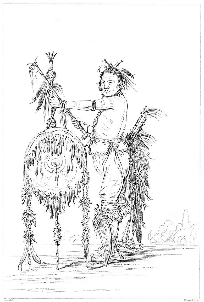 Sac veya Fox cesur, Rock Adası, Yukarı Mississippi, 1841. by Myers and Co