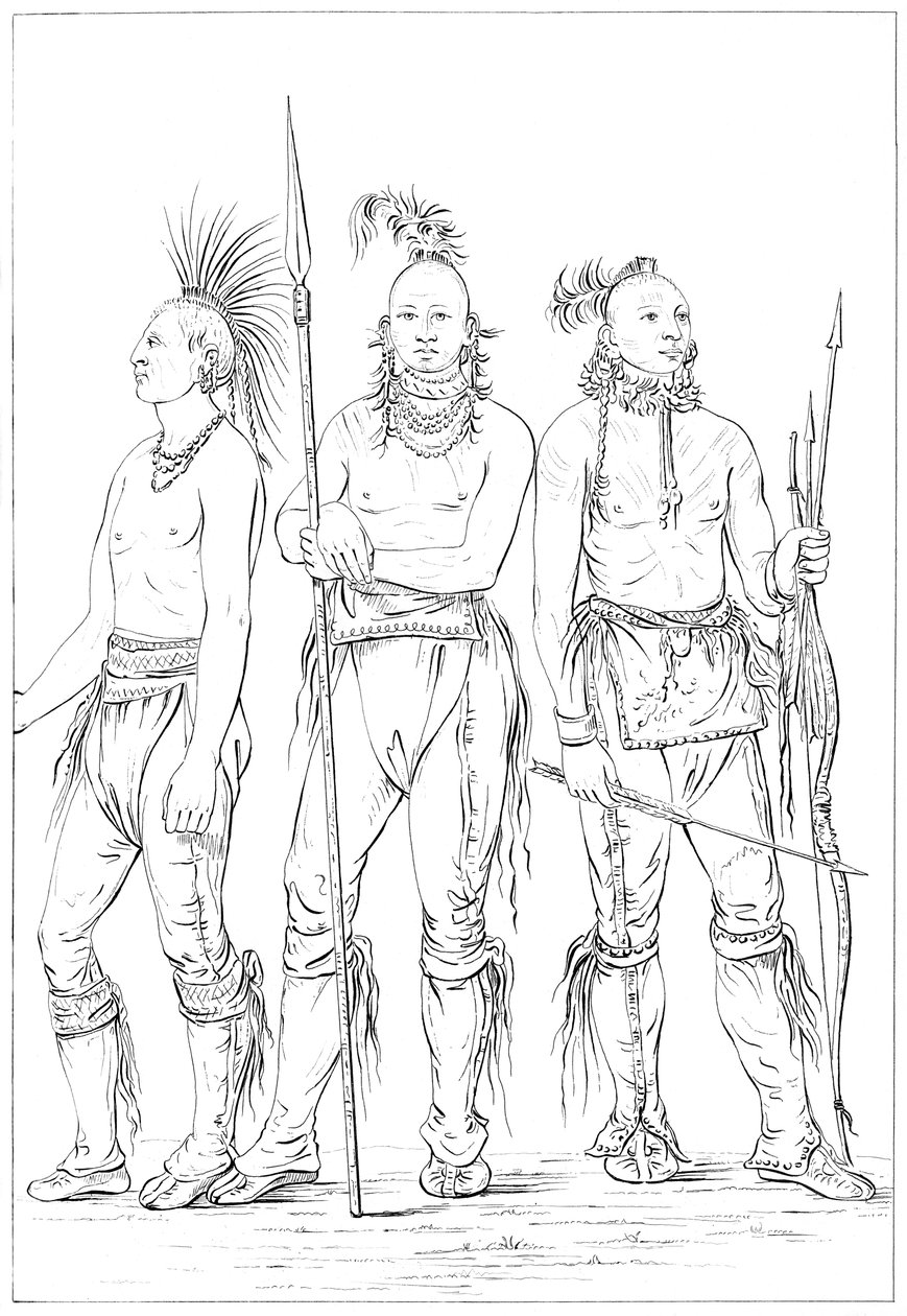 Üç Osage cesur, 1841. by Myers and Co