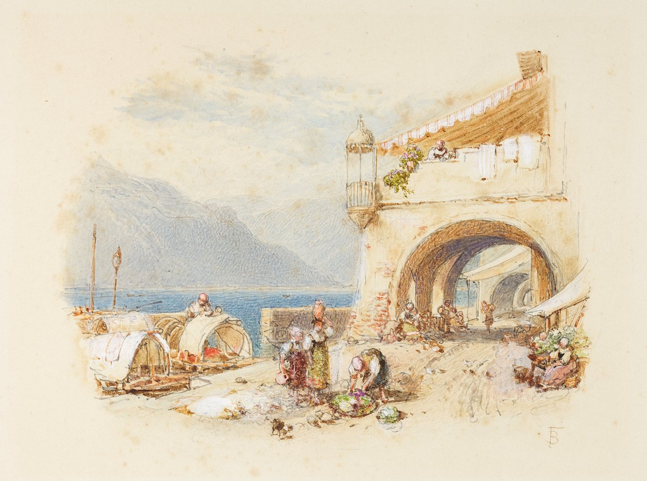 Bellagio, Como Gölü, c.1850-75 by Myles Birket Foster