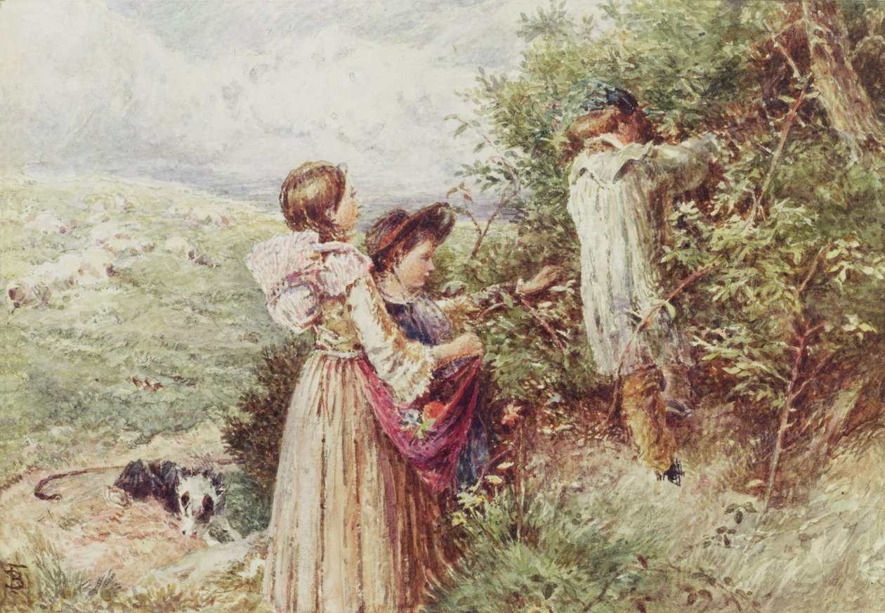 Böğürtlen toplayan çocuklar, 19. yüzyıl by Myles Birket Foster