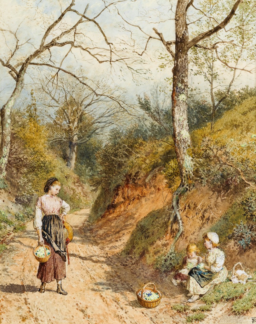 Primrose Toplayıcılar (kağıt üzerinde wc) by Myles Birket Foster