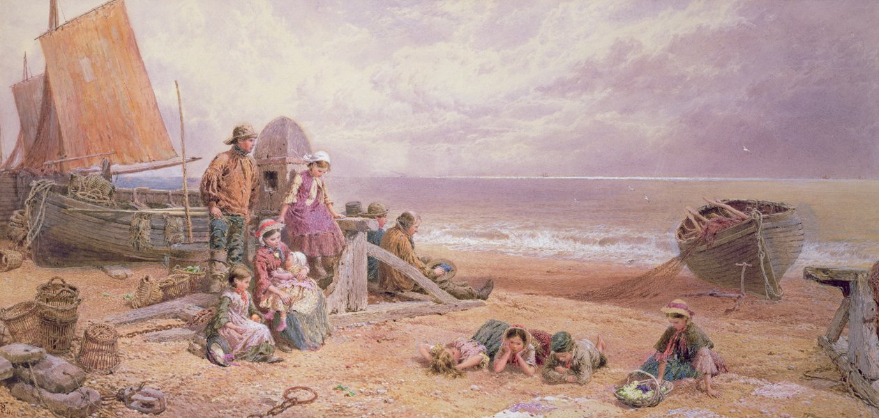 Rottingdean, Plaj Sahnesi by Myles Birket Foster