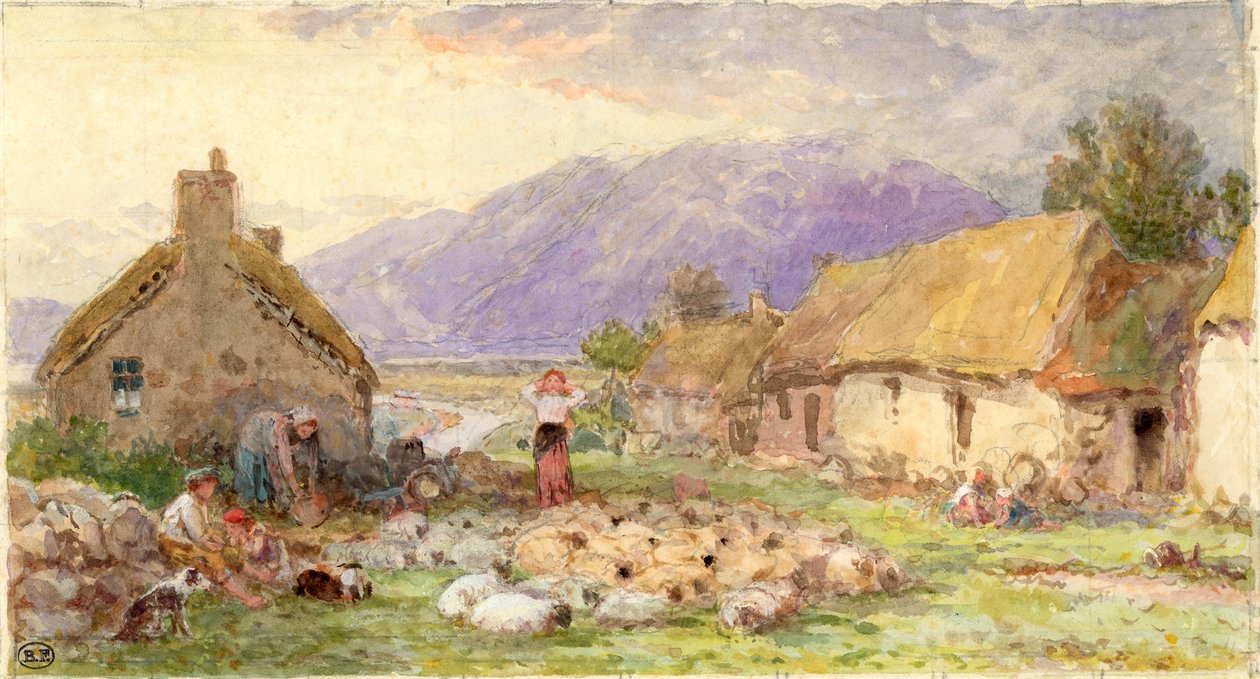 İsimsiz (kağıt üzerine kurşun kalem ve sulu boya) by Myles Birket Foster